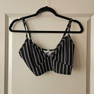 Molly & Erica Womens Crop Top Black & White stripes